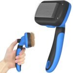 Dipoo Self Cleaning Shedding Brush - Skin Friendly Grooming Tool for Dogs, Cats, and Puppies, Deshedding and Hair Removal for Long and Short Haired Pets, Black - Image 4