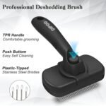 Dipoo Self Cleaning Shedding Brush - Skin Friendly Grooming Tool for Dogs, Cats, and Puppies, Deshedding and Hair Removal for Long and Short Haired Pets, Black - Image 2