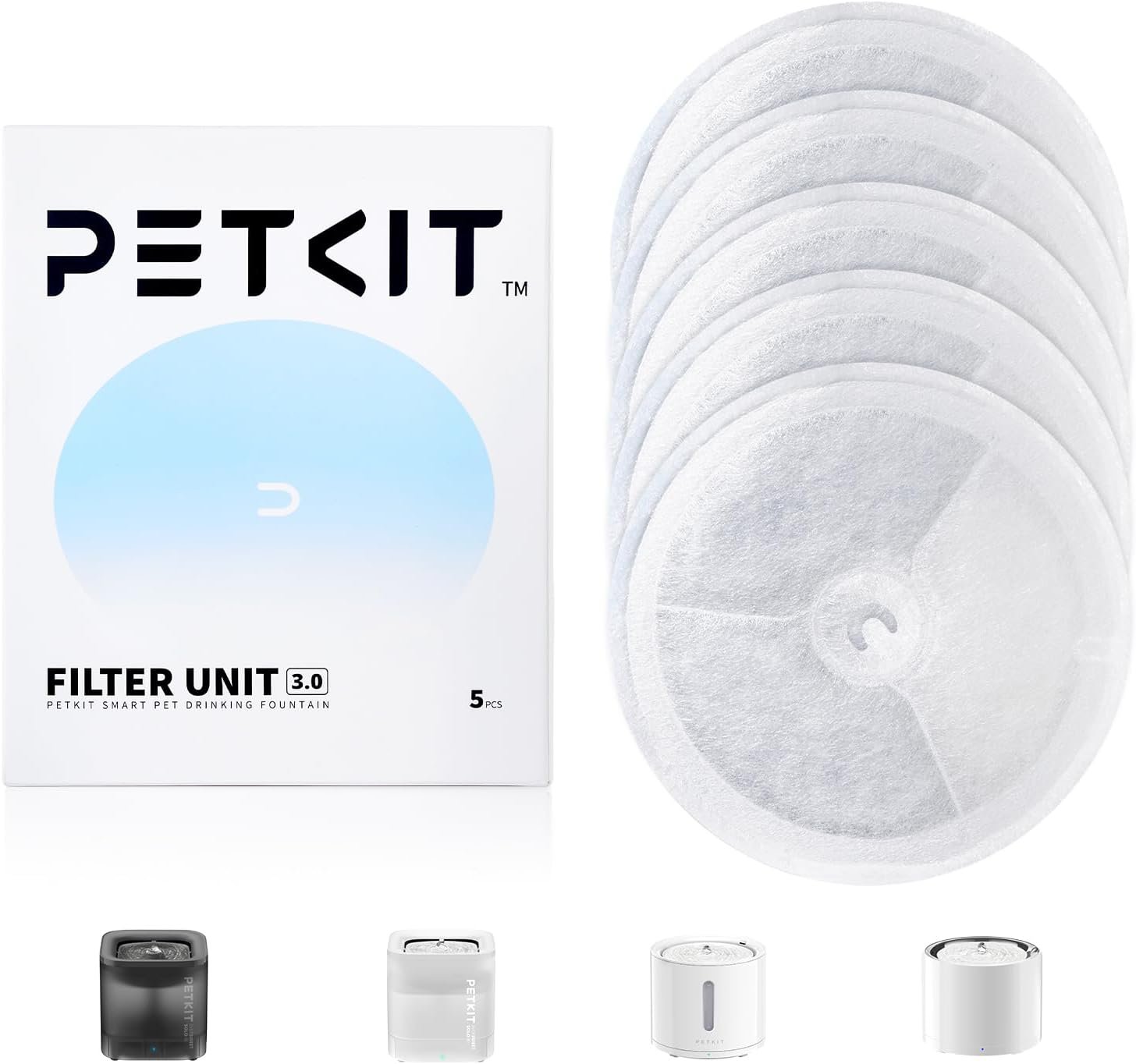 61szjkAEmqL._AC_SL1500_.jpg PETKIT Upgraded Filter Units 3.0 for PETKIT Pet Water Fountains Eversweet 2S/3/3 Pro,Eversweet Solo/Solo2/Solo SE & CYBERTAIL, Replacement Filters (5 pcs) - Image 1