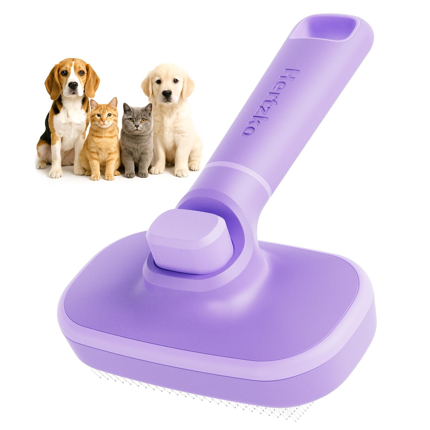 710yYDTuiML._SL1500_.jpg Hertzko Self Cleaning Slicker Brush for Dogs and Cats – Easy Clean Retractable Bristles, Removes Loose Hair & Tangles - Image 1