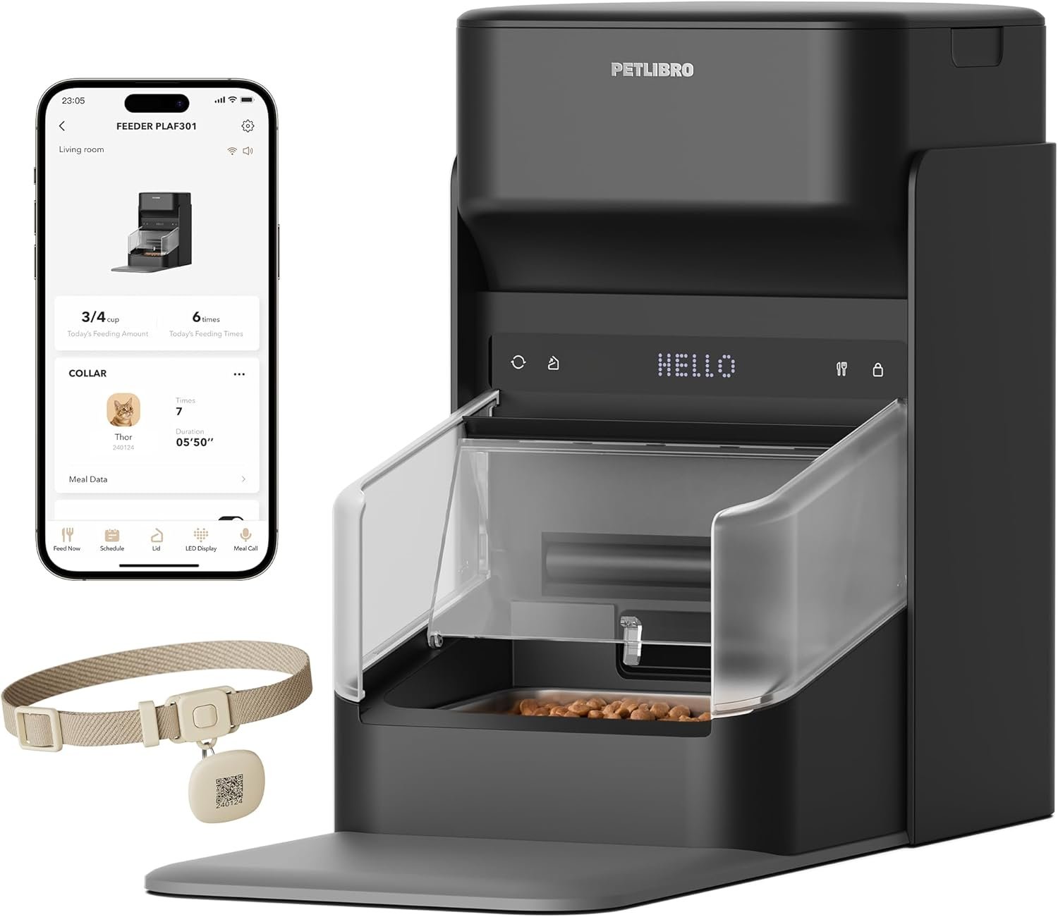71D1l4azEjL._AC_SL1500_.jpg PETLIBRO RFID Automatic Cat Feeder, Collar Tag-Activated Personalized Meals, 5G&2.4G Wi-Fi Programmable Cat Food Dispenser with Cats Recognition & Diet Tracking for Multi-Pet Homes and Different Diets - Image 1