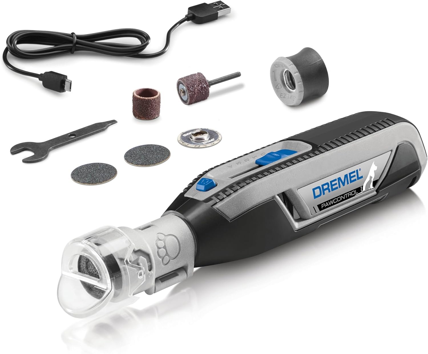 71K6cmErxvL._AC_SL1500_.jpg Dremel PawControl 7760-PGK Dog Nail Grinder and Trimmer - Cordless & Rechargeable Pet Grooming Tool Kit - Safe and Humane for Dogs, Cats, and Small Animals - Image 1