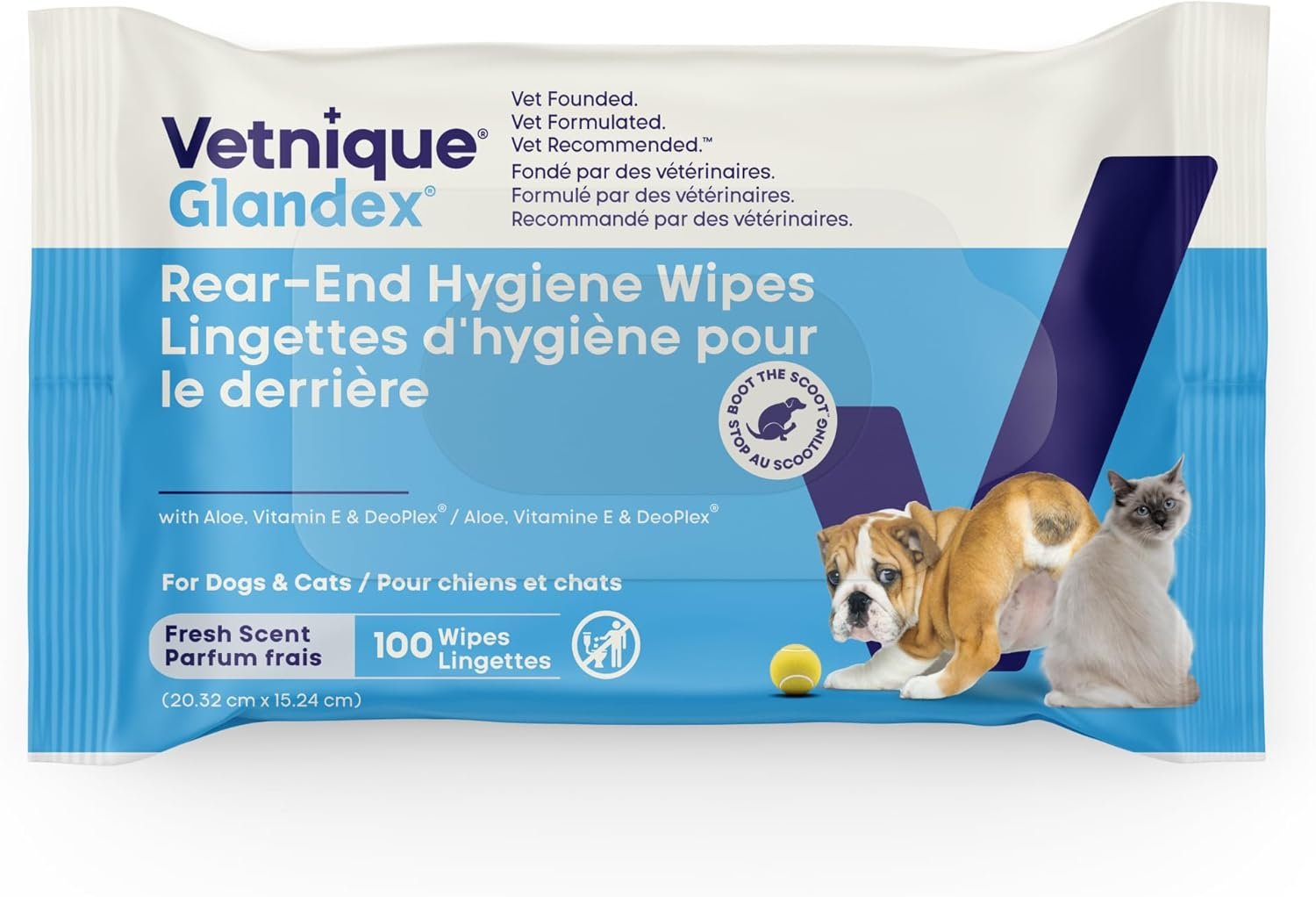 71bPVmsGuvL._AC_SL1500_.jpg Vetnique Glandex Dog Wipes for Pets Cleansing & Deodorizing Anal Gland Hygienic Dog & Cat Wipes with Vitamin E, Skin Conditioners and Aloe Labs (100ct) - Image 1