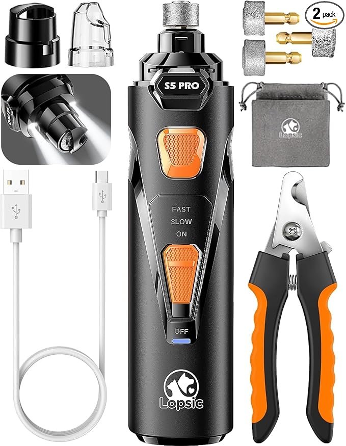 71nrSbudc8L._AC_SX679_PIbundle-2,TopRight,0,0_SH20_ Whisper-Quiet Dog & Cat Nail Grinder with 4 LED Lights - Image 1