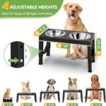 XIAZ Elevated Dog Bowls Large Breed Raised Dogs Bowl Stand Large/Medium Sized Dog Stainless Steel Food Water Bowl Stands 5 Heights Adjustable 9/11/12/14in Black Pet Feeder Dish Station - Image 2