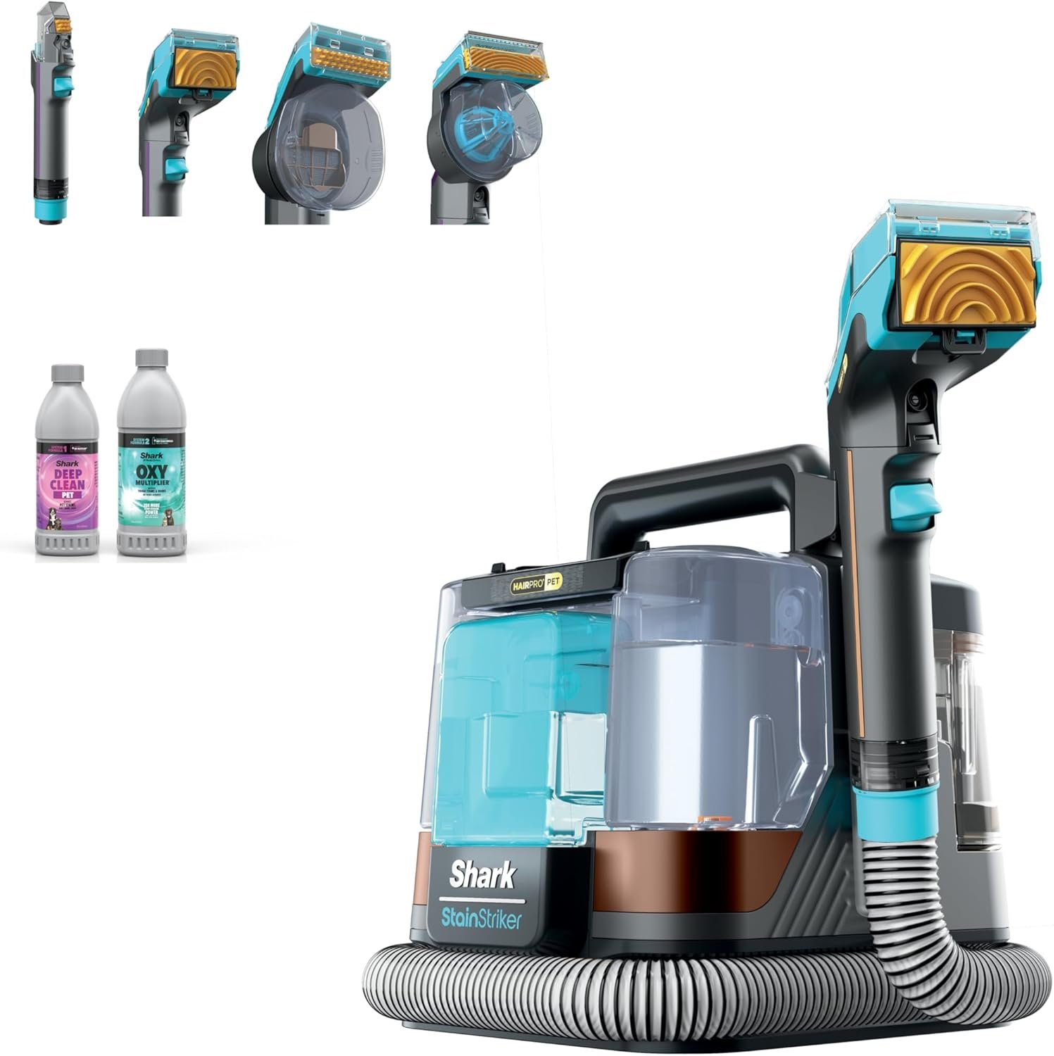 71zvHLZ7A2L._AC_SL1500_.jpg Shark StainStriker HairPro Portable Carpet, Upholstery & Area Rug Cleaner with Pet Mess & Hair Tools, Self-Cleaning, Perfect for Pets & Car Interiors, 4 Cleaning Tools & Pet Solution, Copper, PX251 - Image 1