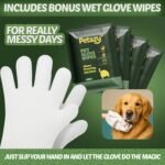 Petazy Dog Wipes for Paws and Butt – 400 Count (8x8in) Hypoallergenic, Deodorizing Pet Wipes for Dogs and Cats | Extra Large, Plant-Based, Lavender Scented | Includes 4 Grooming Glove Wipes - Image 4
