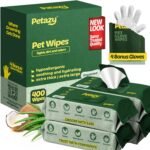 Petazy Dog Wipes for Paws and Butt – 400 Count (8x8in) Hypoallergenic, Deodorizing Pet Wipes for Dogs and Cats | Extra Large, Plant-Based, Lavender Scented | Includes 4 Grooming Glove Wipes - Image 10