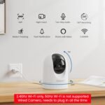 Cinnado Security Camera Indoor-2K 360° WiFi Cameras for Home Security，Pet/Dog/Baby Camera with Phone app, 2-Way Audio, Night Vision, 24/7 SD Card Storage, Works with Alexa & Google Home (2.4Ghz)-D1 - Image 2