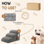 Romrol Dog Stairs Ramp for Small Dogs, 33D Pet Stairs Steps with Durable Non-Slip Waterproof Fabric Cover, Dog Slope Stairs to Bed for Small Dogs and Cats or Pets Joints, 3-Steps - Image 3