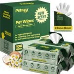 Petazy Dog Wipes for Paws and Butt – 400 Count (8x8in) Hypoallergenic, Deodorizing Pet Wipes for Dogs and Cats | Extra Large, Plant-Based, Lavender Scented | Includes 4 Grooming Glove Wipes - Image 9