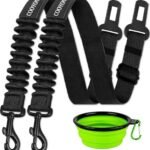 COOYOO Dog Seat Belt - Retractable Dog Car Harness - 01-Set 01-Black+Black