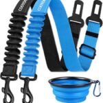 COOYOO Dog Seat Belt - Retractable Dog Car Harness - Set 03-Black+Blue