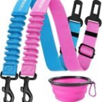 COOYOO Dog Seat Belt - Retractable Dog Car Harness - Set 06-Pink+Blue