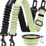 COOYOO Dog Seat Belt - Retractable Dog Car Harness - Set 11-Black+Light Green
