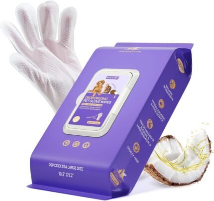 HICC PET Hypoallergenic Cleaning Glove Wipes – Coconut, 20 Pack
